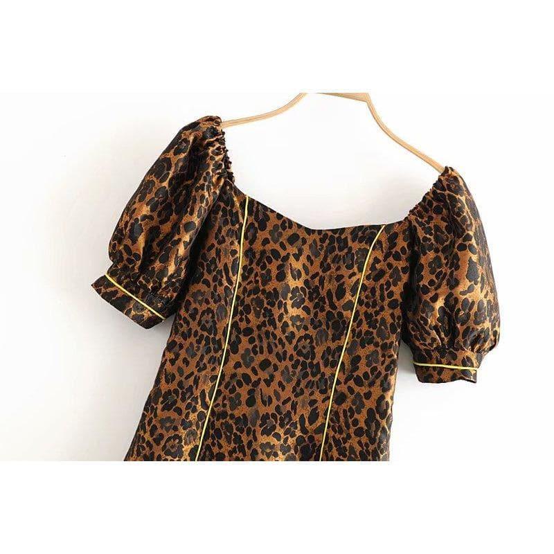 vintage leopard backless mini dress