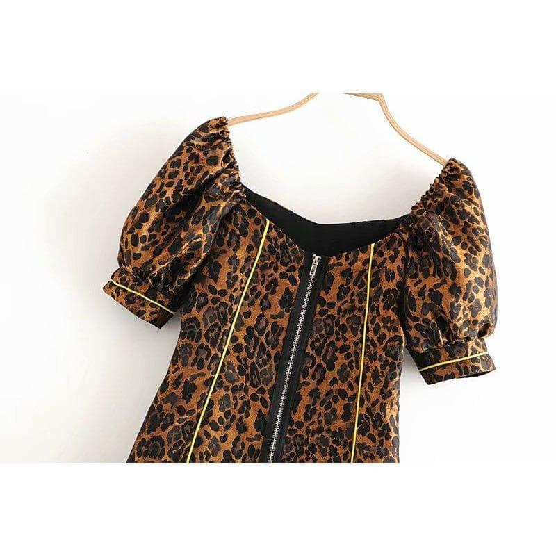 vintage leopard backless mini dress