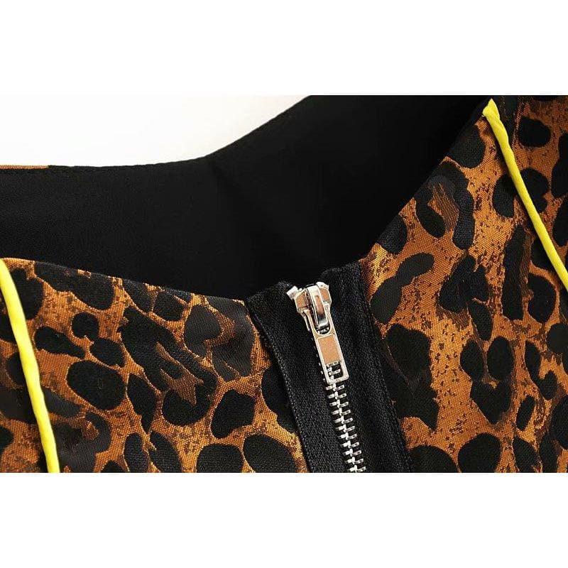 vintage leopard backless mini dress