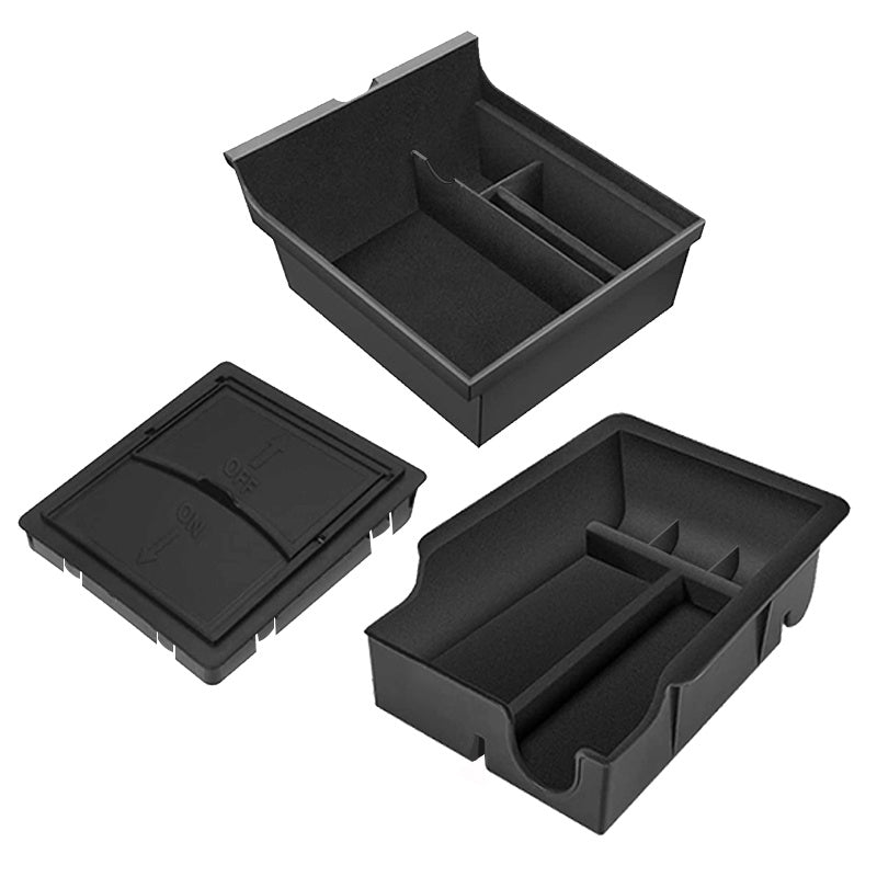 3PCS Center Console Organizer Tray Fit For Tesla Model 3/Y 2023 2023 2023 Armrest Hidden Cubby Drawer StoraBox Interior Accessories (Flocked)