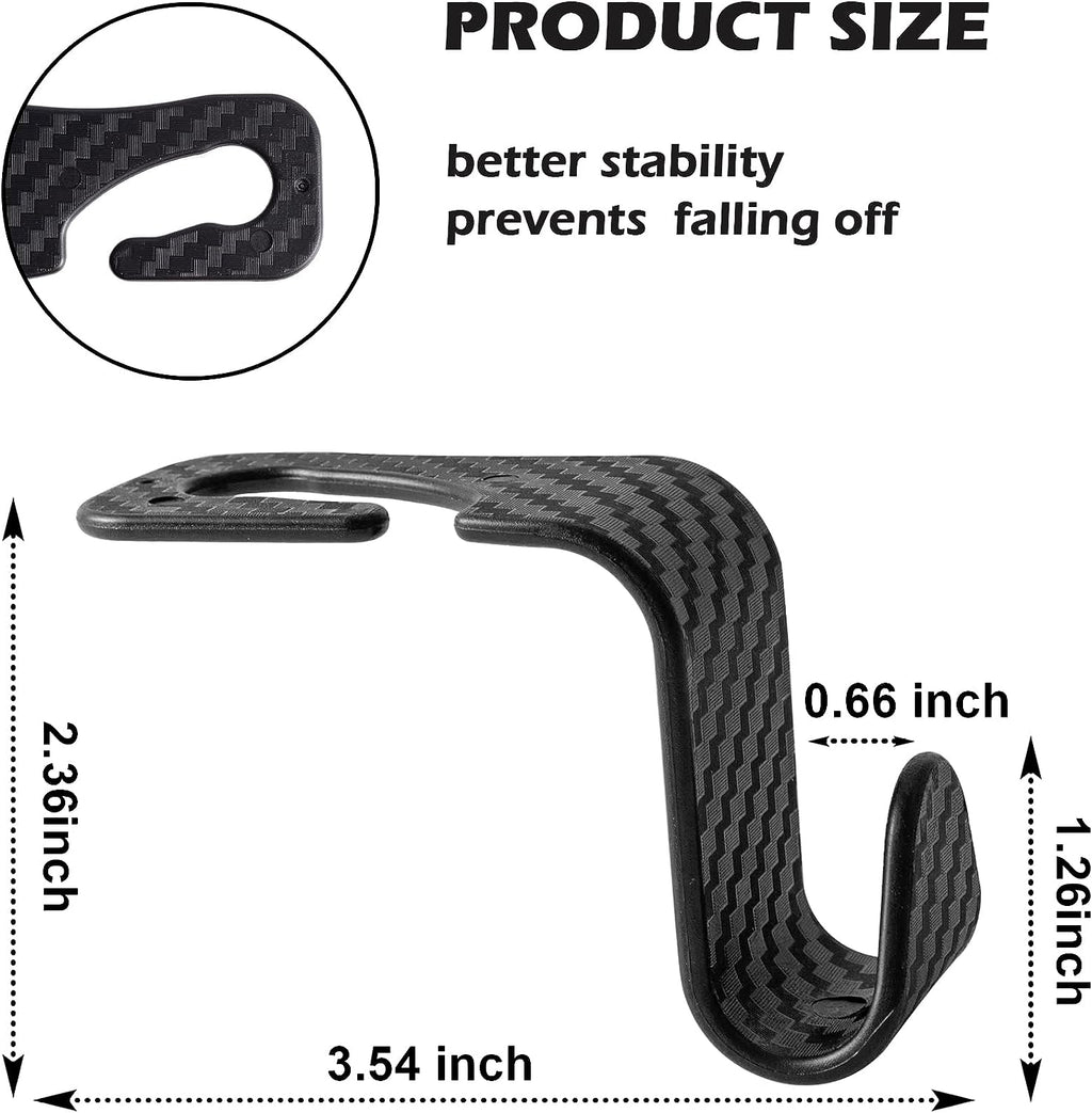 LivTee Car Seat Headrest Hook, Auto Seat Hook Hangers Organizer Interior Accessories for Purse Coats Umbrellas Grocery Bags Handbag, 4-Pack - Carbon Fiber