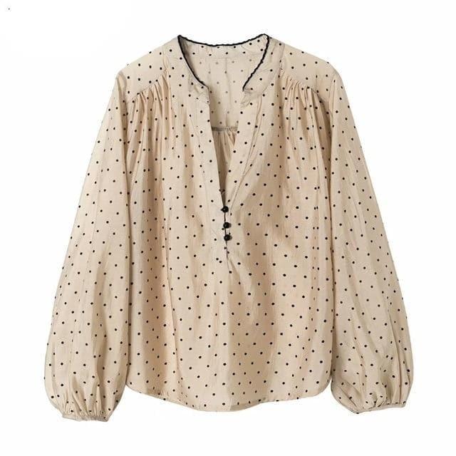 long puff sleeve smock blouse