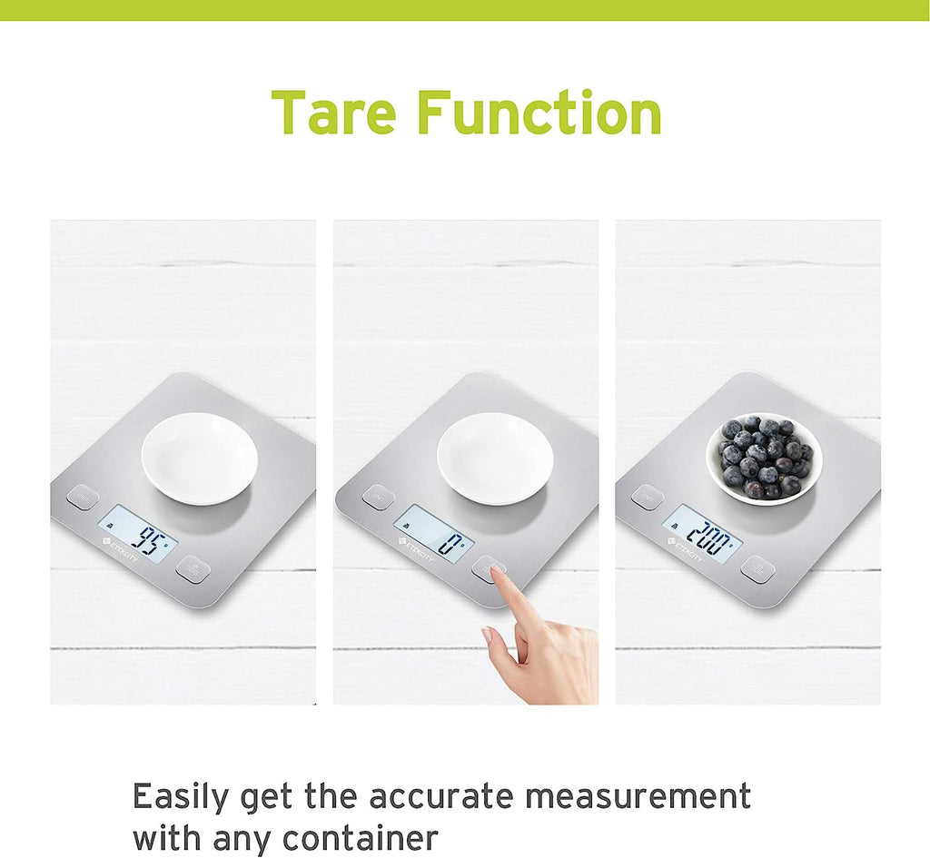 Etekcity Food Kitchen Scale, Digital Grams and Ounces for Weight Loss, Baking, Cooking, Keto and Meal Prep, Large, Silver Stainless Steel