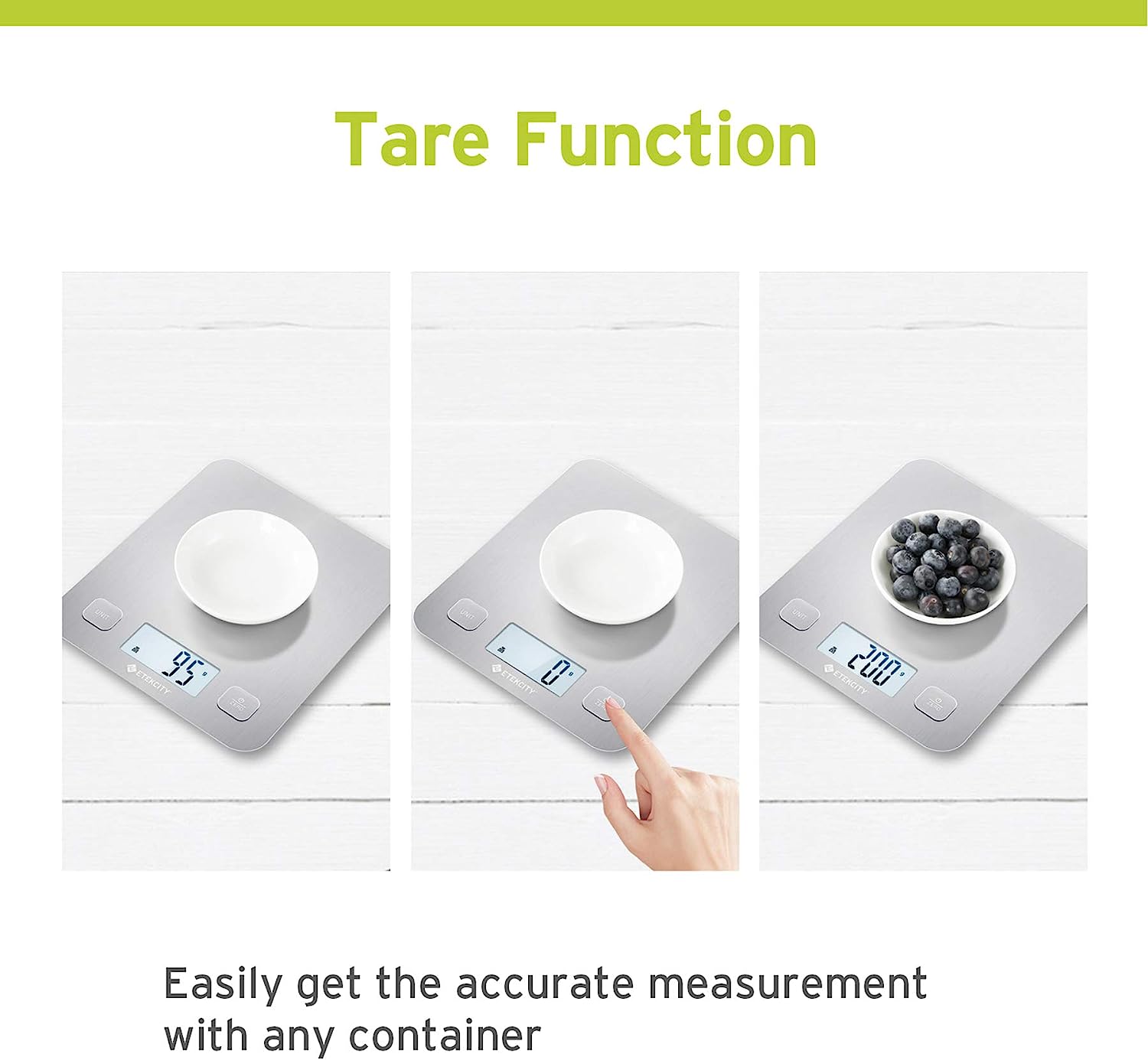 Etekcity Food Kitchen Scale, Digital Grams and Ounces for Weight Loss, Baking, Cooking, Keto and Meal Prep, Large, Silver Stainless Steel