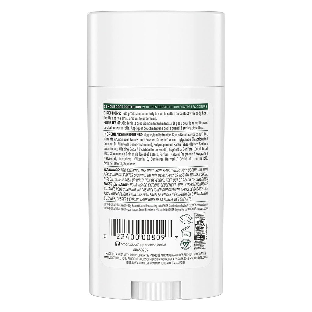 Schmidt's Aluminum Free Natural Deodorant for Women and Men, Fresh Fir &amp; Spice with 24 Hour Odor Protection, Certified Natural, Cruelty Free, Vegan Deodorant 2.65oz 2-pk