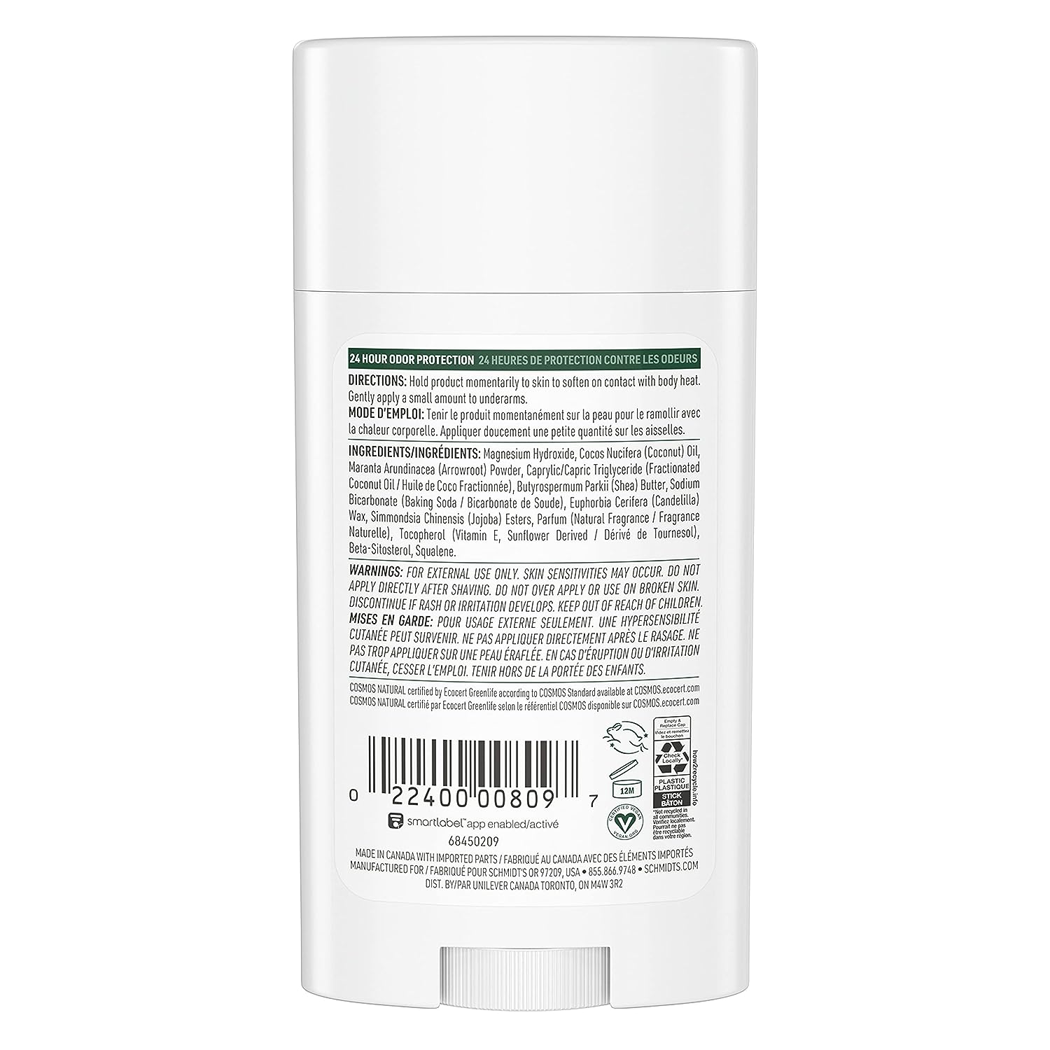 Schmidt's Aluminum Free Natural Deodorant for Women and Men, Fresh Fir &amp; Spice with 24 Hour Odor Protection, Certified Natural, Cruelty Free, Vegan Deodorant 2.65oz 2-pk