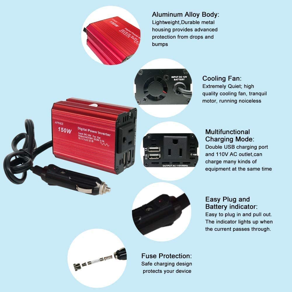 Car Power Inverter,150W Power Inverter For Car,US Standard 110V