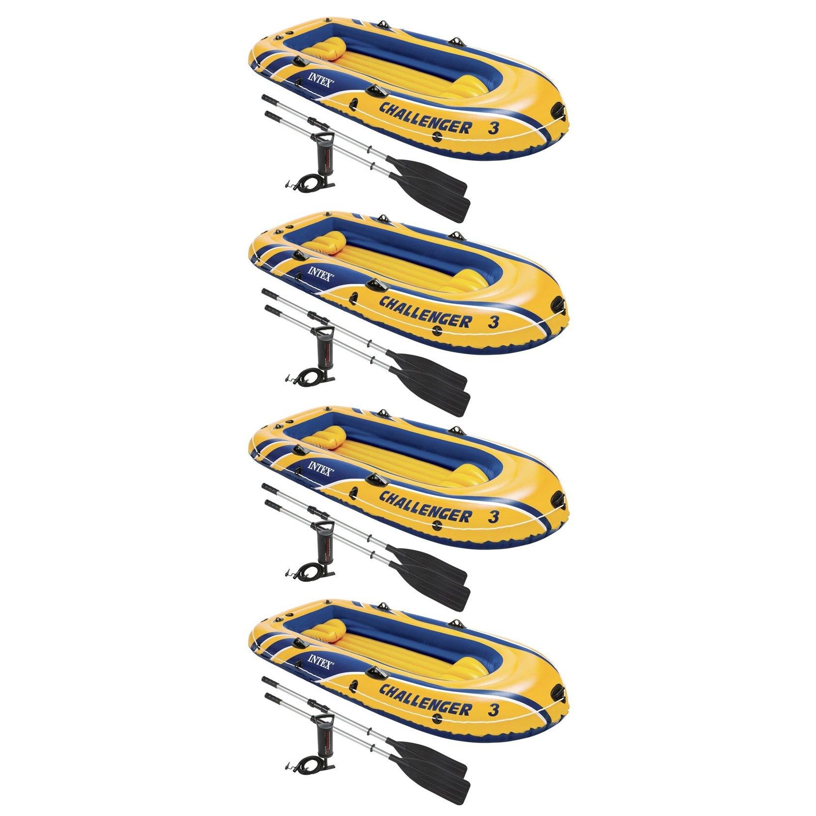 Challenger 3 Inflatable Raft Boat Set With Pump And Oars 68370EP (4 Pack)