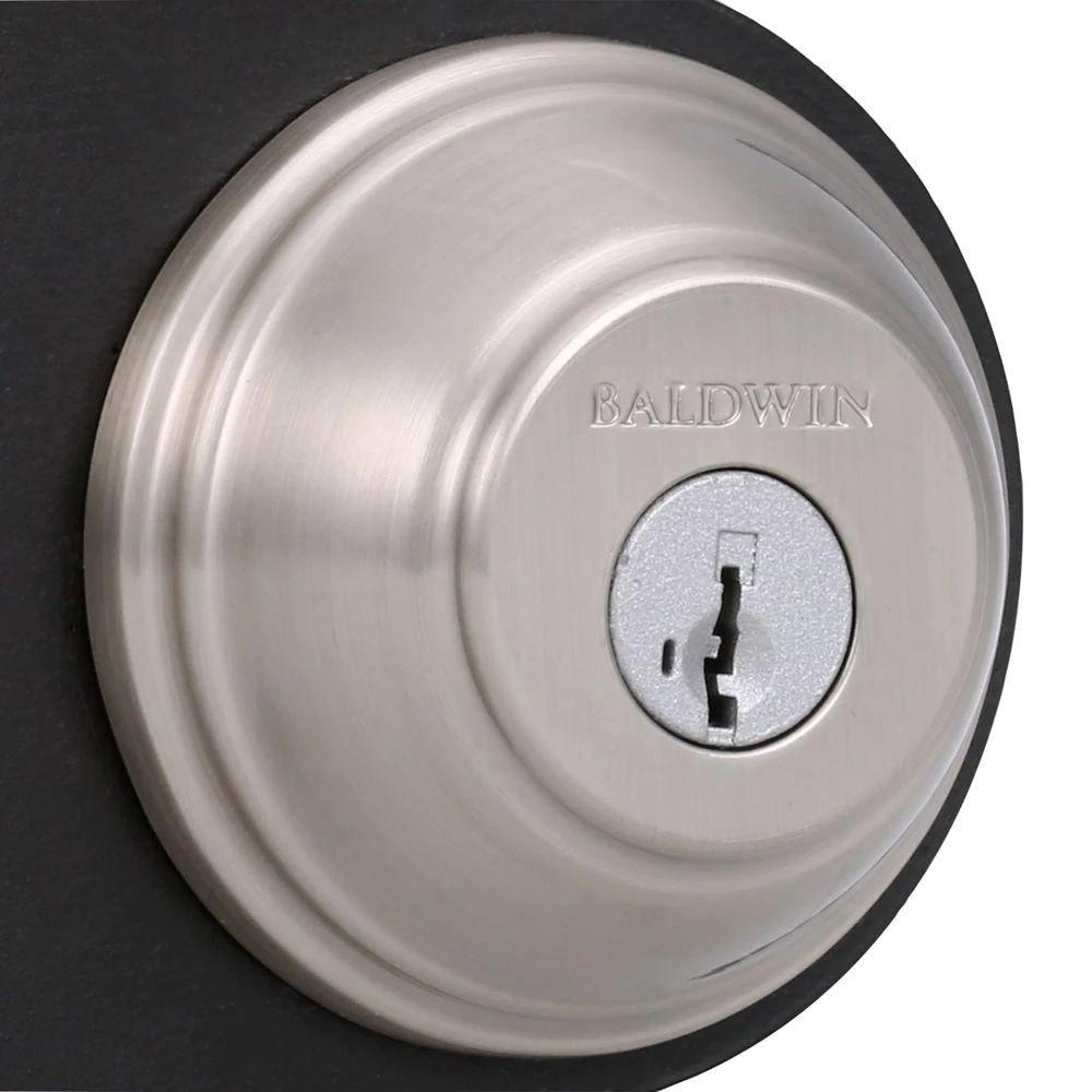 PrestiAlcott Satin Nickel Exterior Entry Knob and Single Cylinder Deadbolt Combo Pack Featuring SmartKey Security
