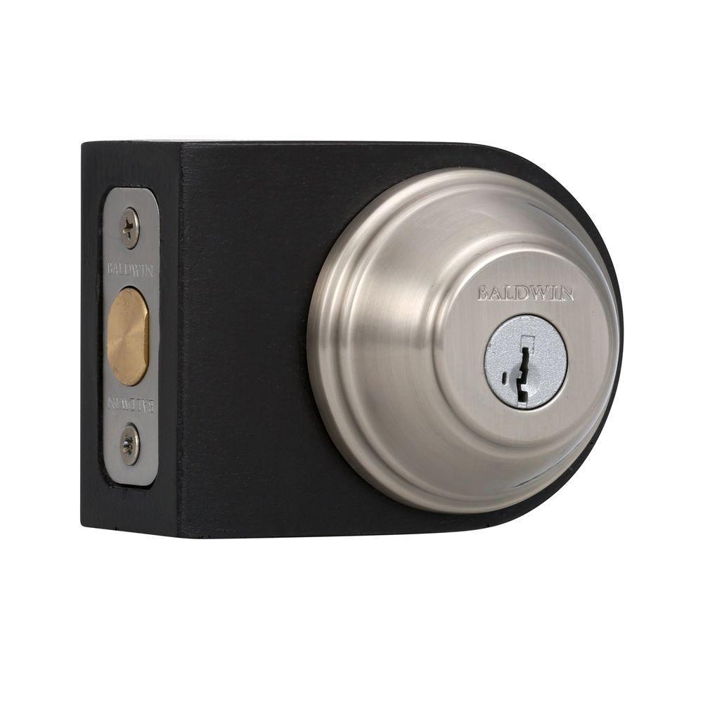 PrestiAlcott Satin Nickel Exterior Entry Knob and Single Cylinder Deadbolt Combo Pack Featuring SmartKey Security