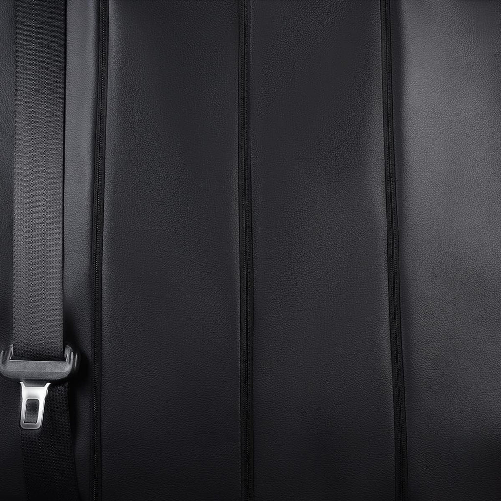 Flying Banner car seat Covers Protects Water Proof Faux Leather Carbon Fiber Front and Rear Bench (Black Black, Full Set - 9PCS)