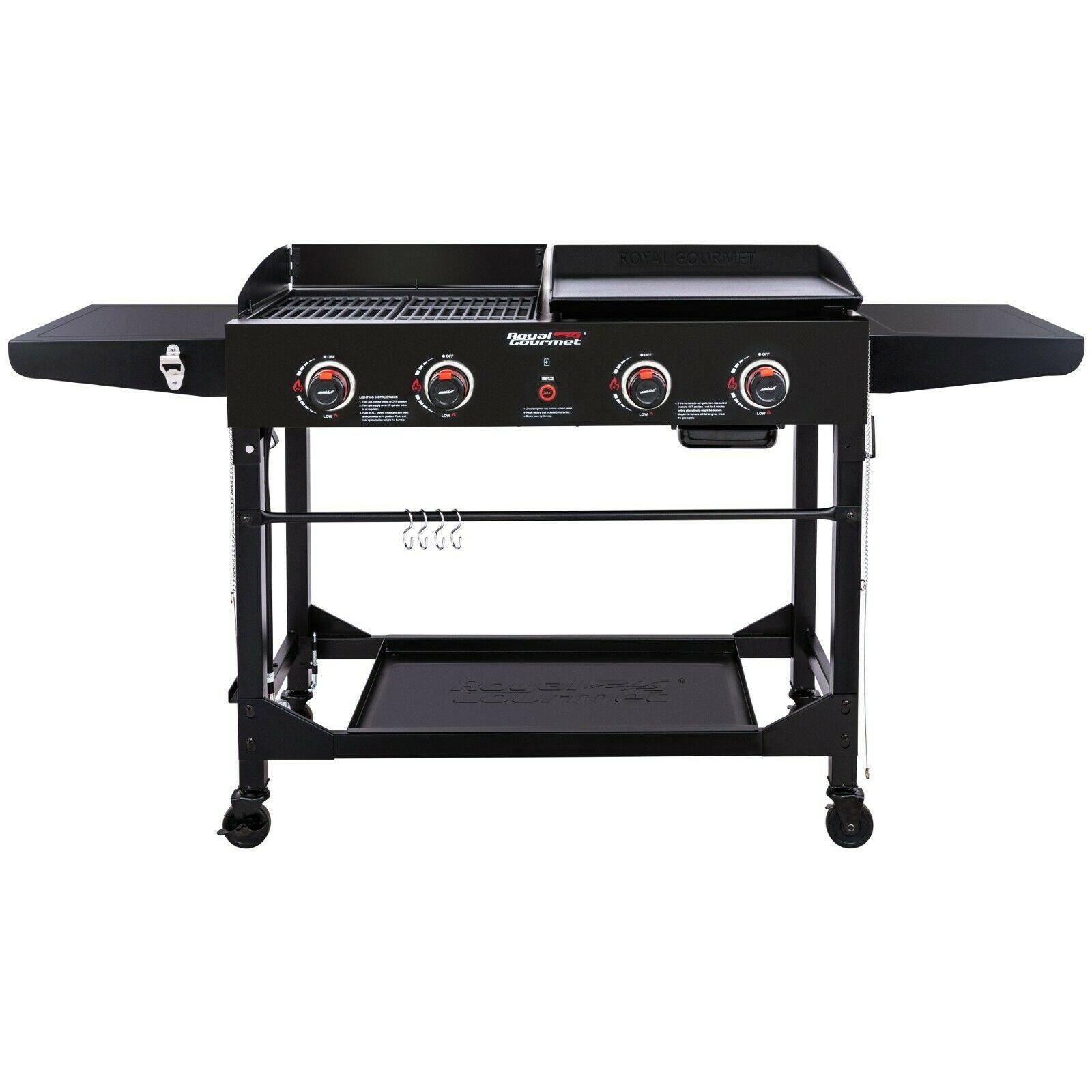 4-Burner Portable Flat Top Propane Gas Grill Griddle Combo GD402