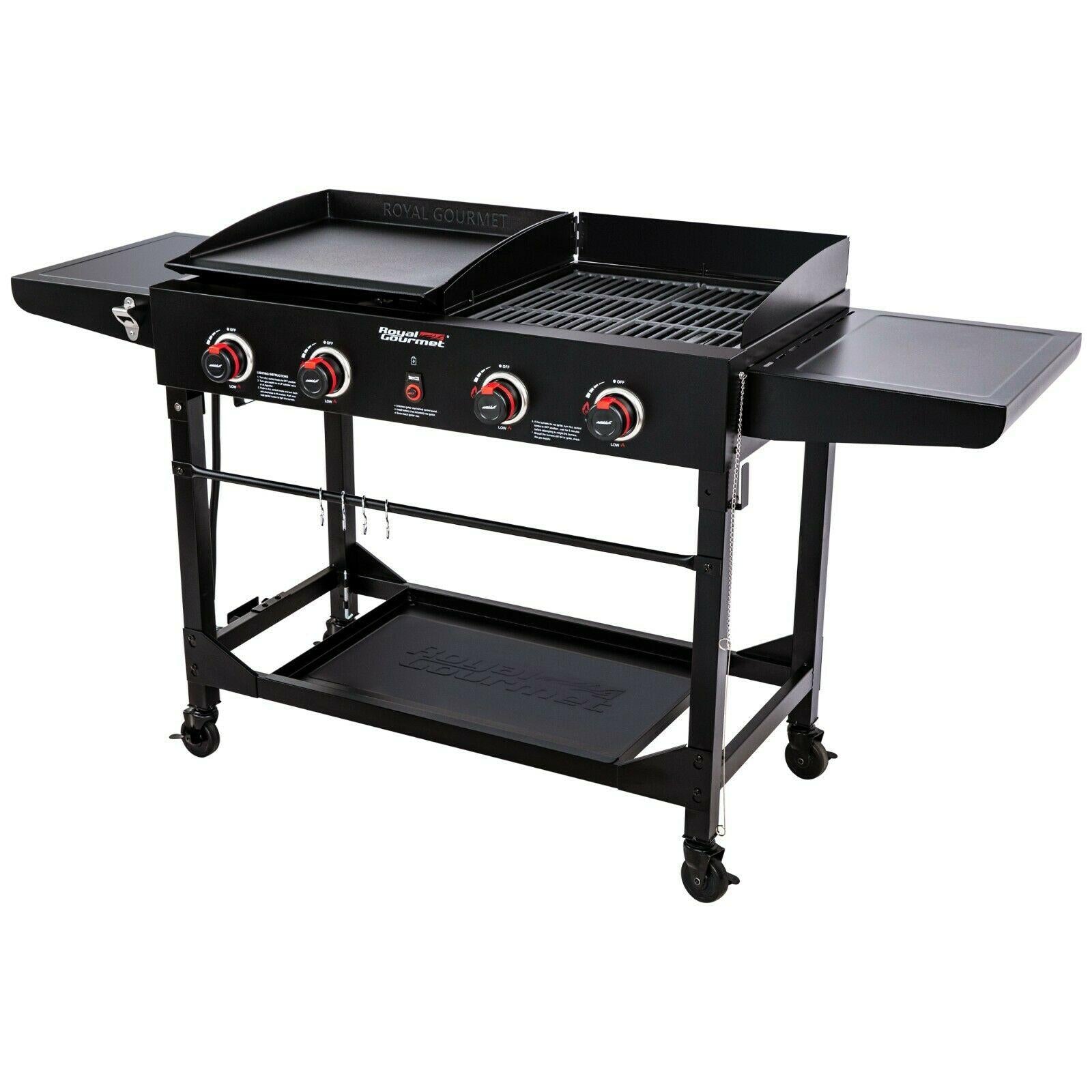 4-Burner Portable Flat Top Propane Gas Grill Griddle Combo GD402