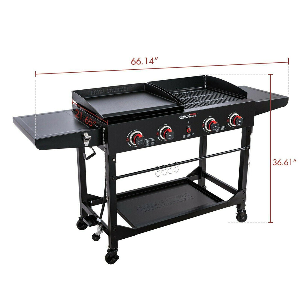 4-Burner Portable Flat Top Propane Gas Grill Griddle Combo GD402