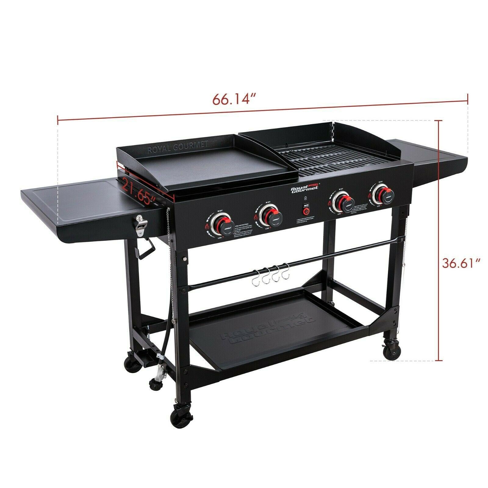 4-Burner Portable Flat Top Propane Gas Grill Griddle Combo GD402