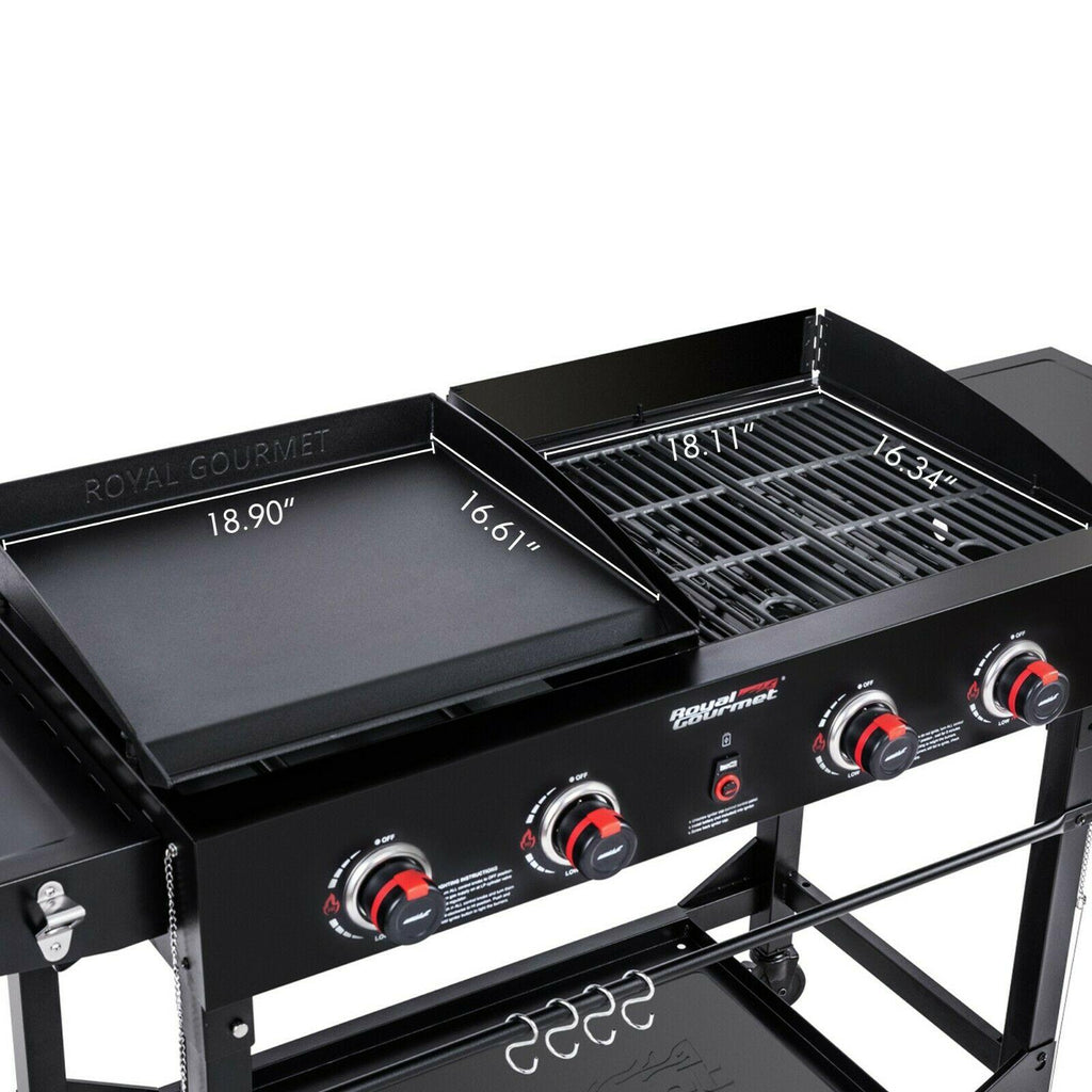 4-Burner Portable Flat Top Propane Gas Grill Griddle Combo GD402