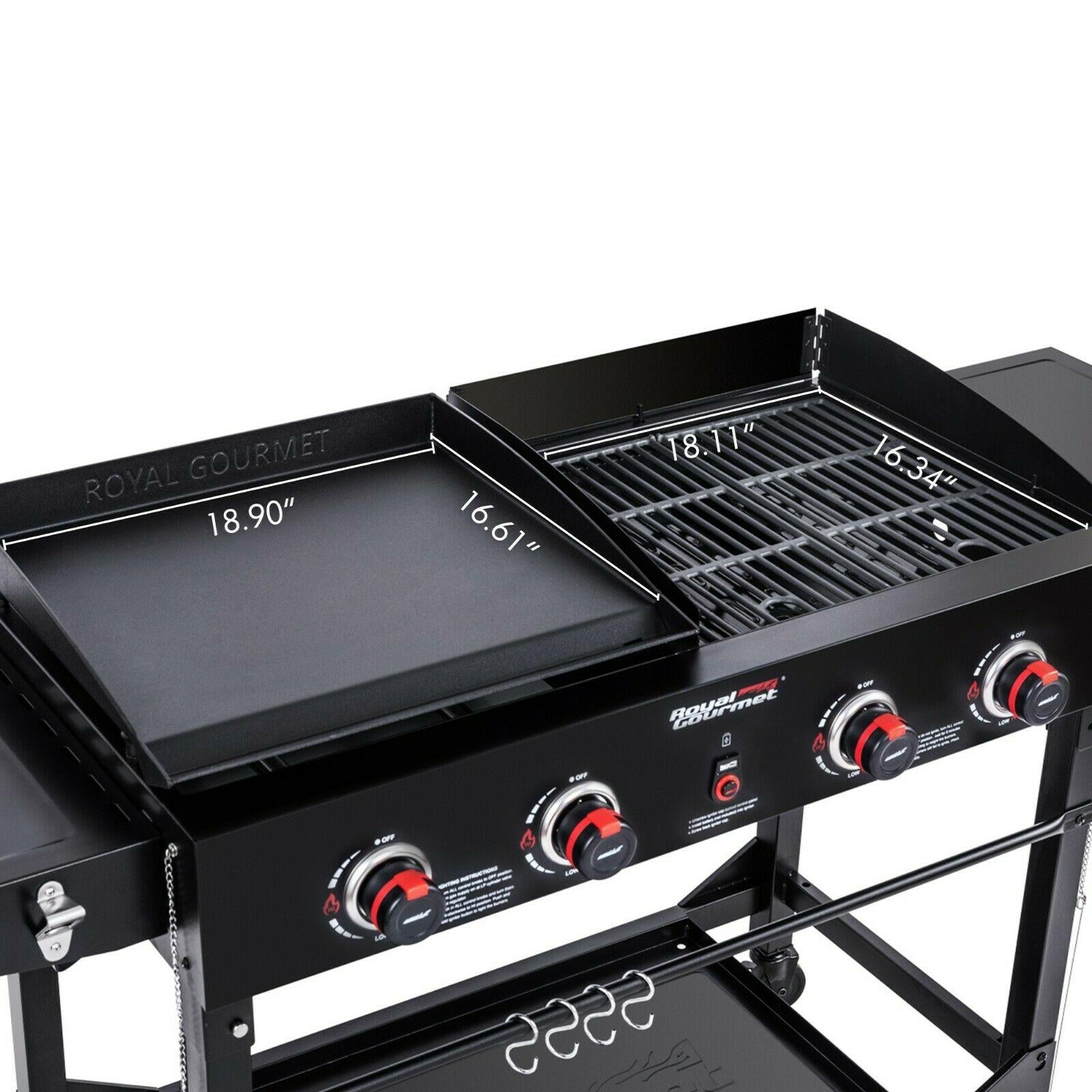 4-Burner Portable Flat Top Propane Gas Grill Griddle Combo GD402