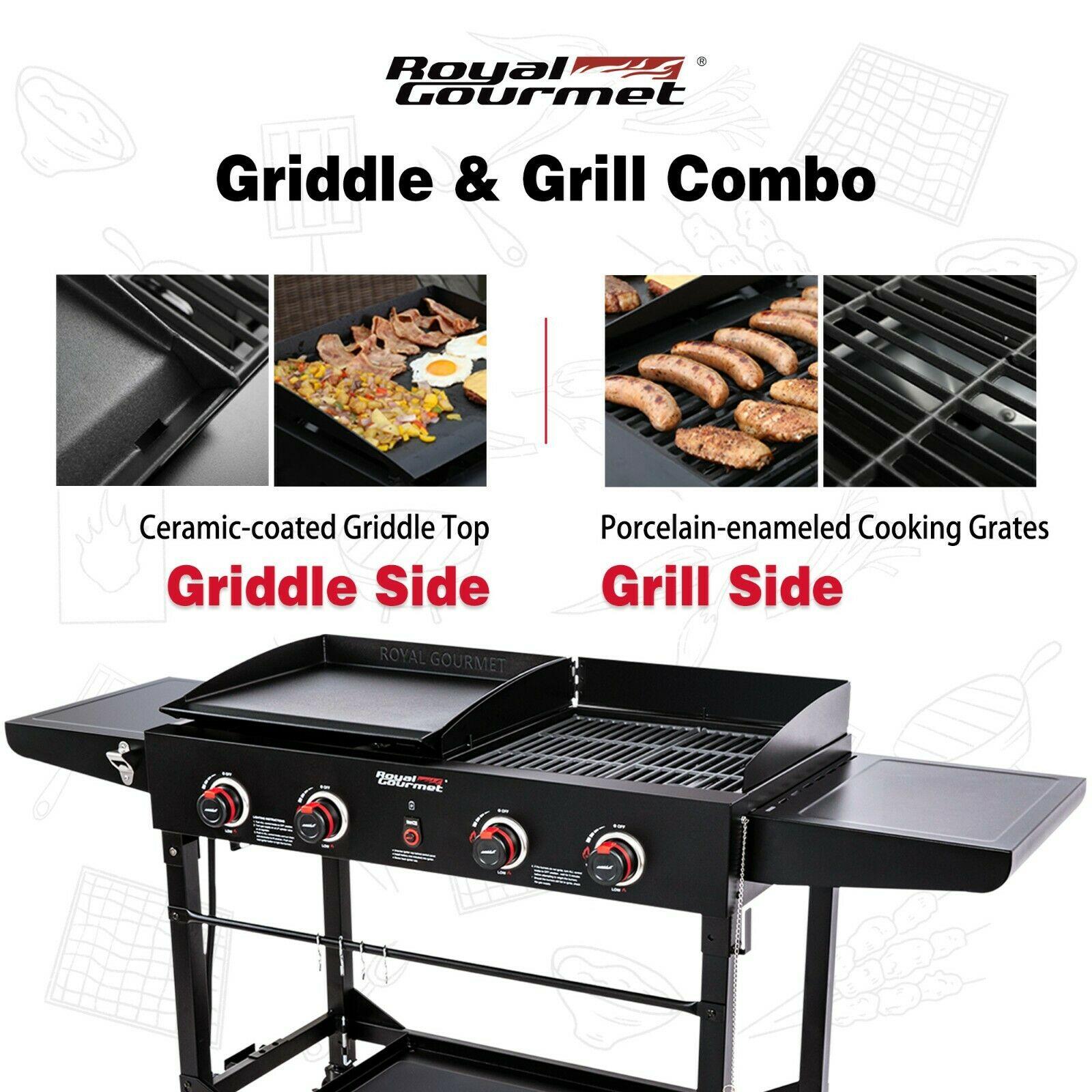 4-Burner Portable Flat Top Propane Gas Grill Griddle Combo GD402