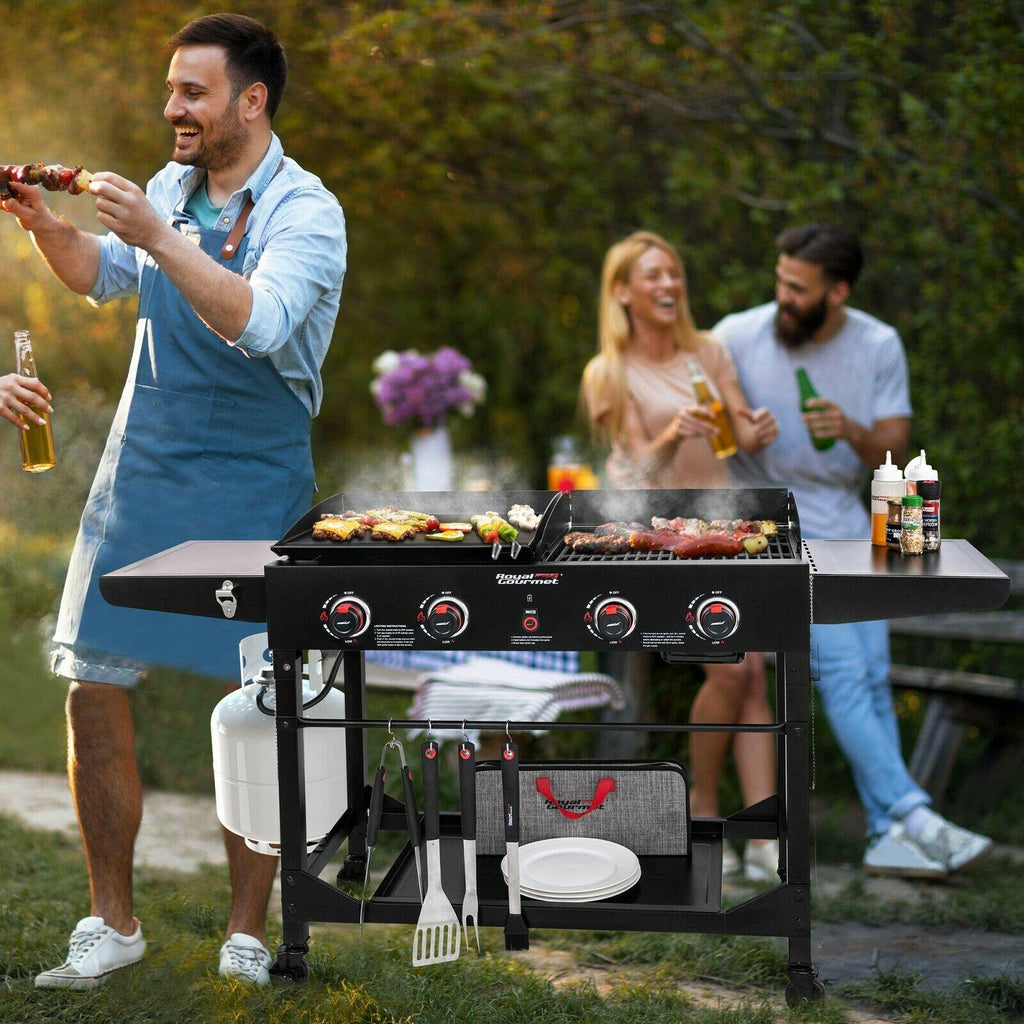 4-Burner Portable Flat Top Propane Gas Grill Griddle Combo GD402