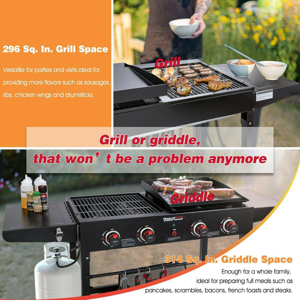 4-Burner Portable Flat Top Propane Gas Grill Griddle Combo GD402