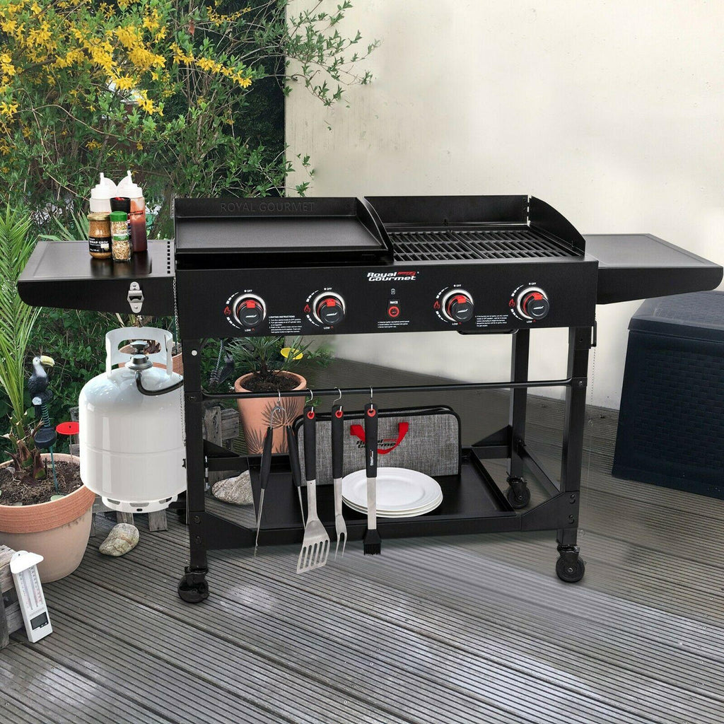 4-Burner Portable Flat Top Propane Gas Grill Griddle Combo GD402