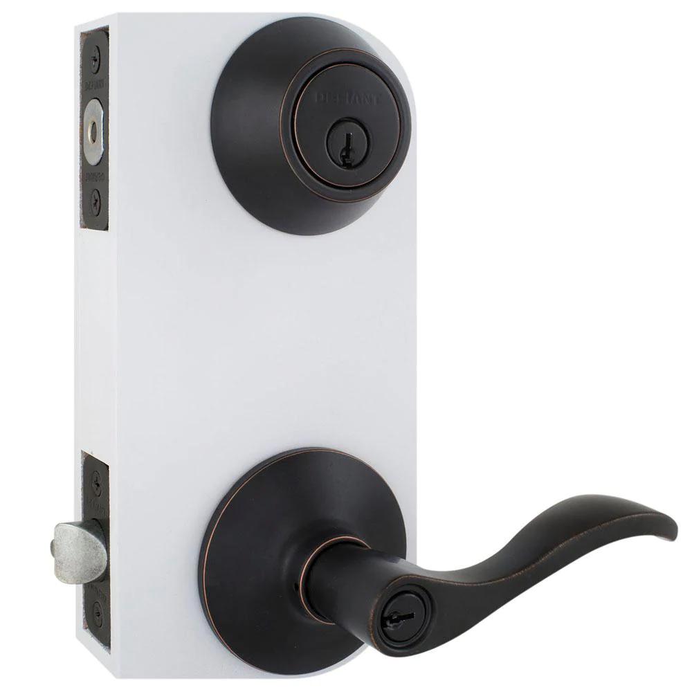 Naples Aged Bronze Entry Lever and Single Cylinder Deadbolt Combo Pack