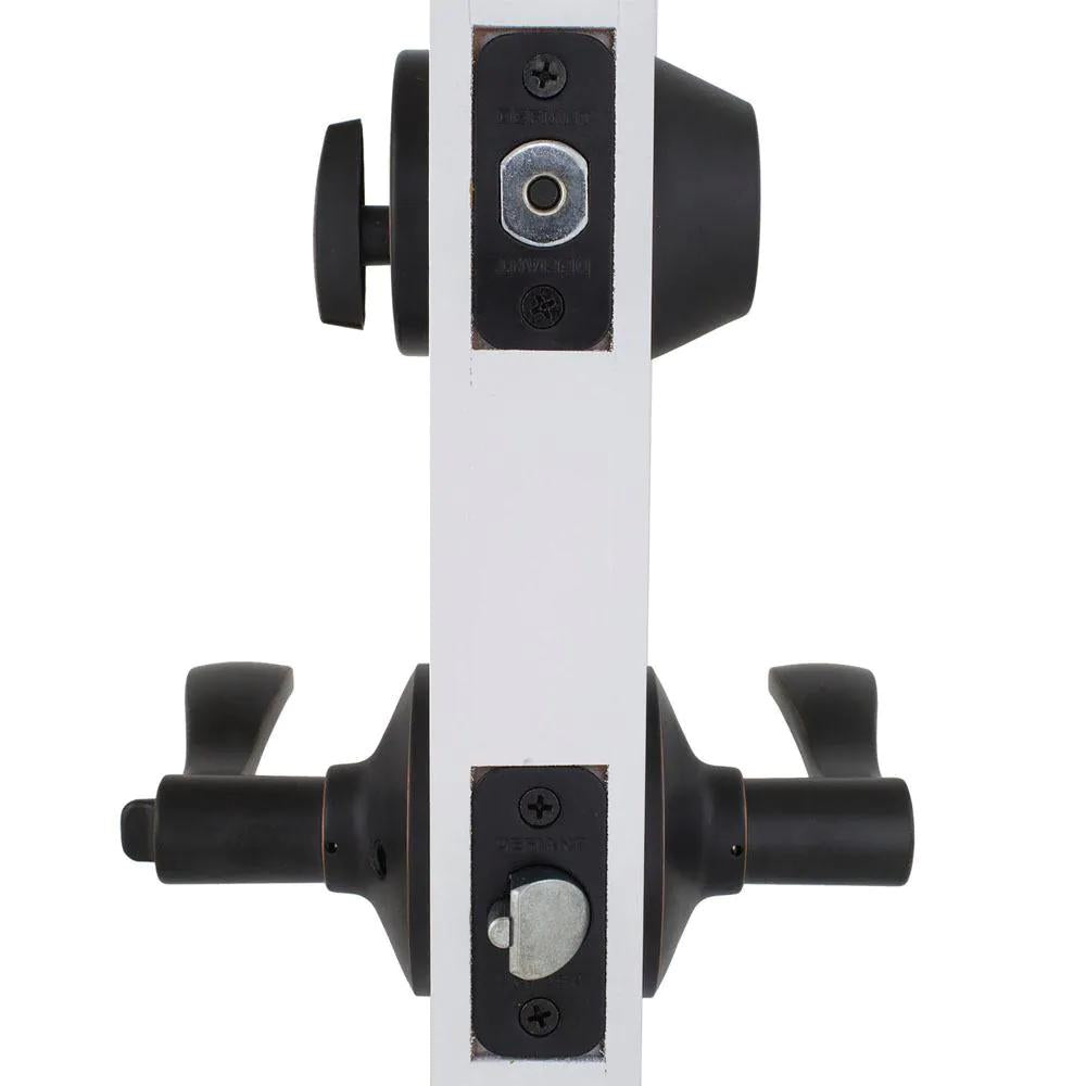 Naples Aged Bronze Entry Lever and Single Cylinder Deadbolt Combo Pack