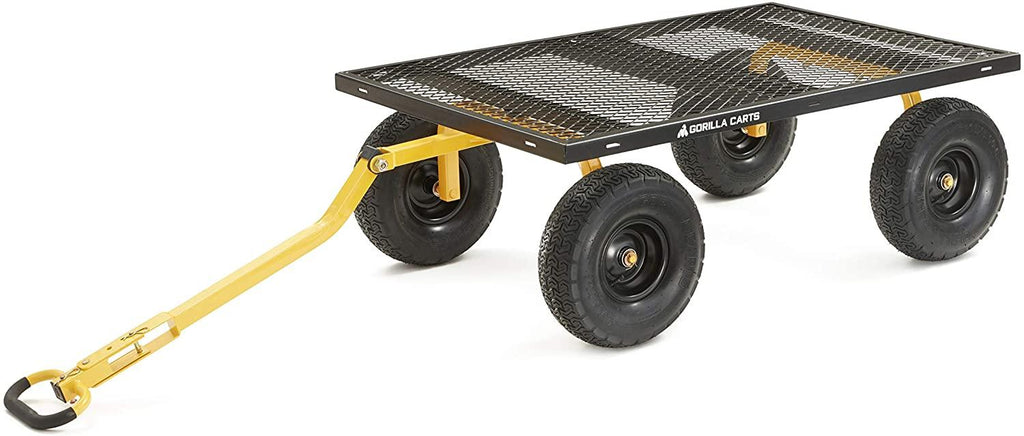 Gorilla Carts GOR1400-COM Heavy-Duty Steel Utility Cart with Removable Sides and 15" Tires, 1400-lbs. Capacity, Black