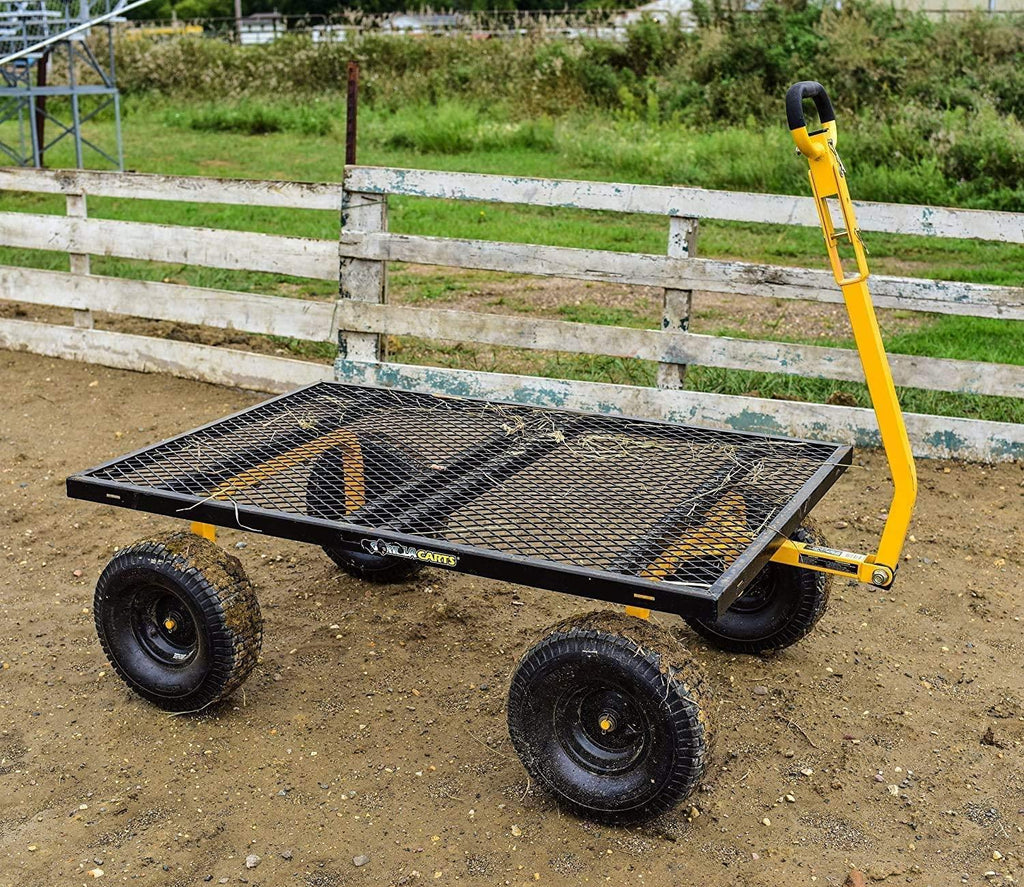 Gorilla Carts GOR1400-COM Heavy-Duty Steel Utility Cart with Removable Sides and 15" Tires, 1400-lbs. Capacity, Black