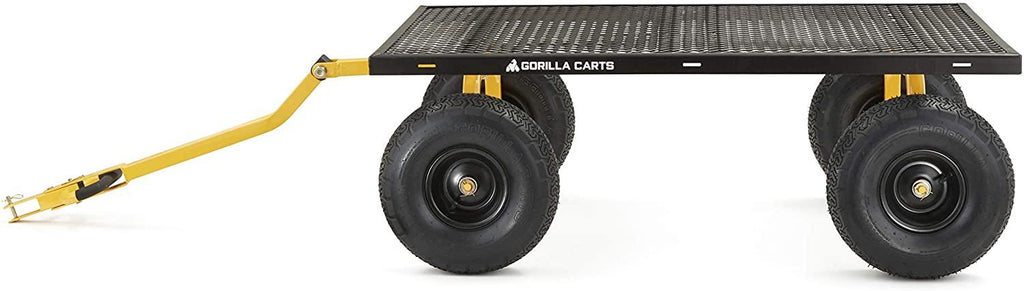 Gorilla Carts GOR1400-COM Heavy-Duty Steel Utility Cart with Removable Sides and 15" Tires, 1400-lbs. Capacity, Black