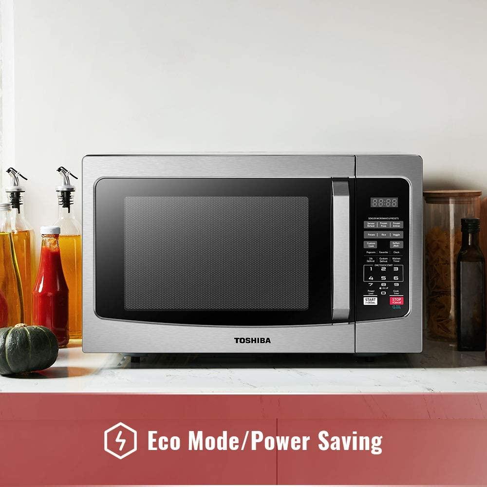 Toshiba EM131A5C-SS Microwave Oven with Smart Sensor, Easy Clean Interior, ECO Mode and Sound On/Off, 1.2 Cu.ft,  Steel