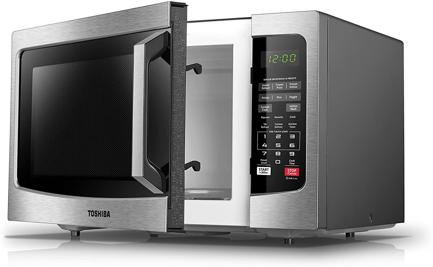 Toshiba EM131A5C-SS Microwave Oven with Smart Sensor, Easy Clean Interior, ECO Mode and Sound On/Off, 1.2 Cu.ft,  Steel