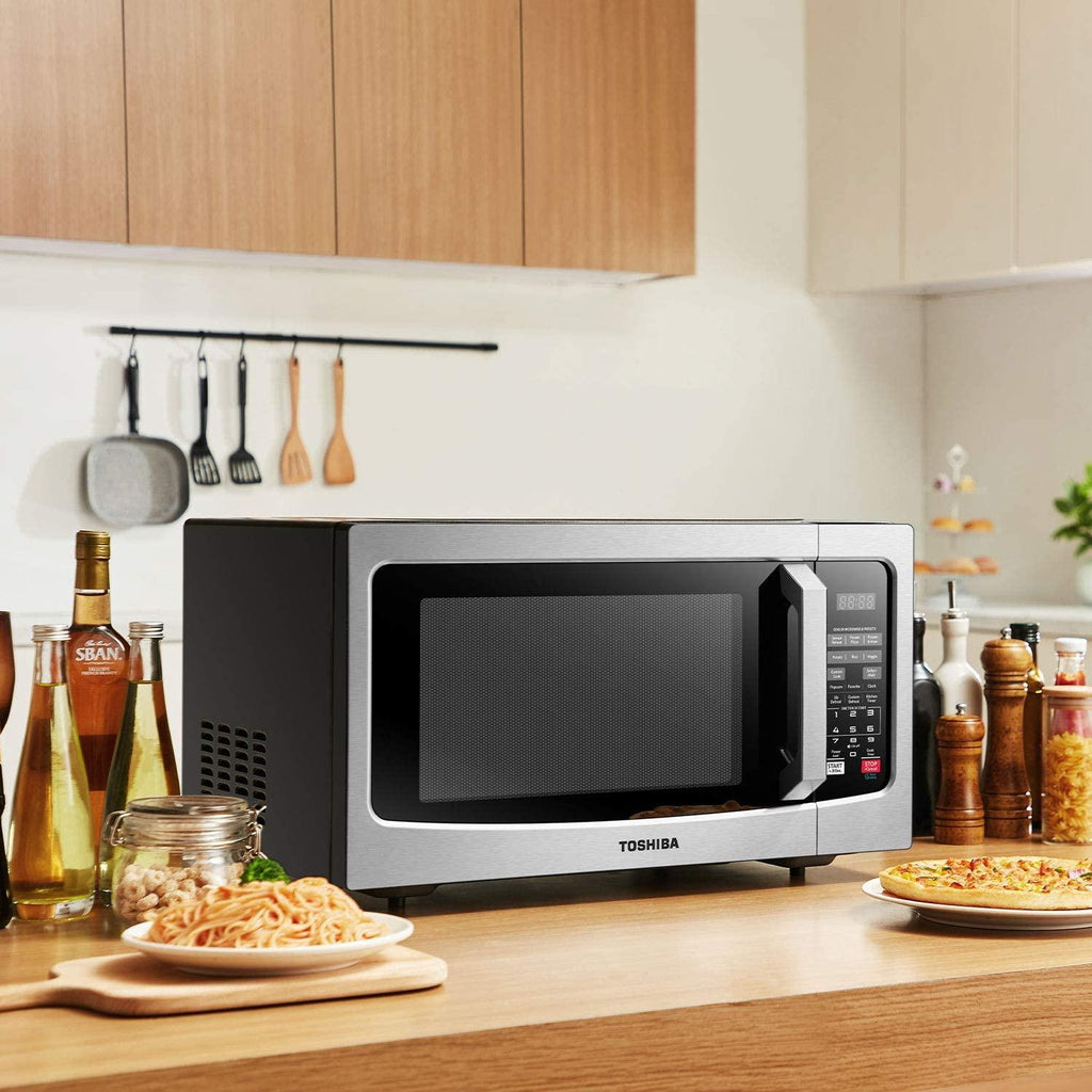 Toshiba EM131A5C-SS Microwave Oven with Smart Sensor, Easy Clean Interior, ECO Mode and Sound On/Off, 1.2 Cu.ft,  Steel
