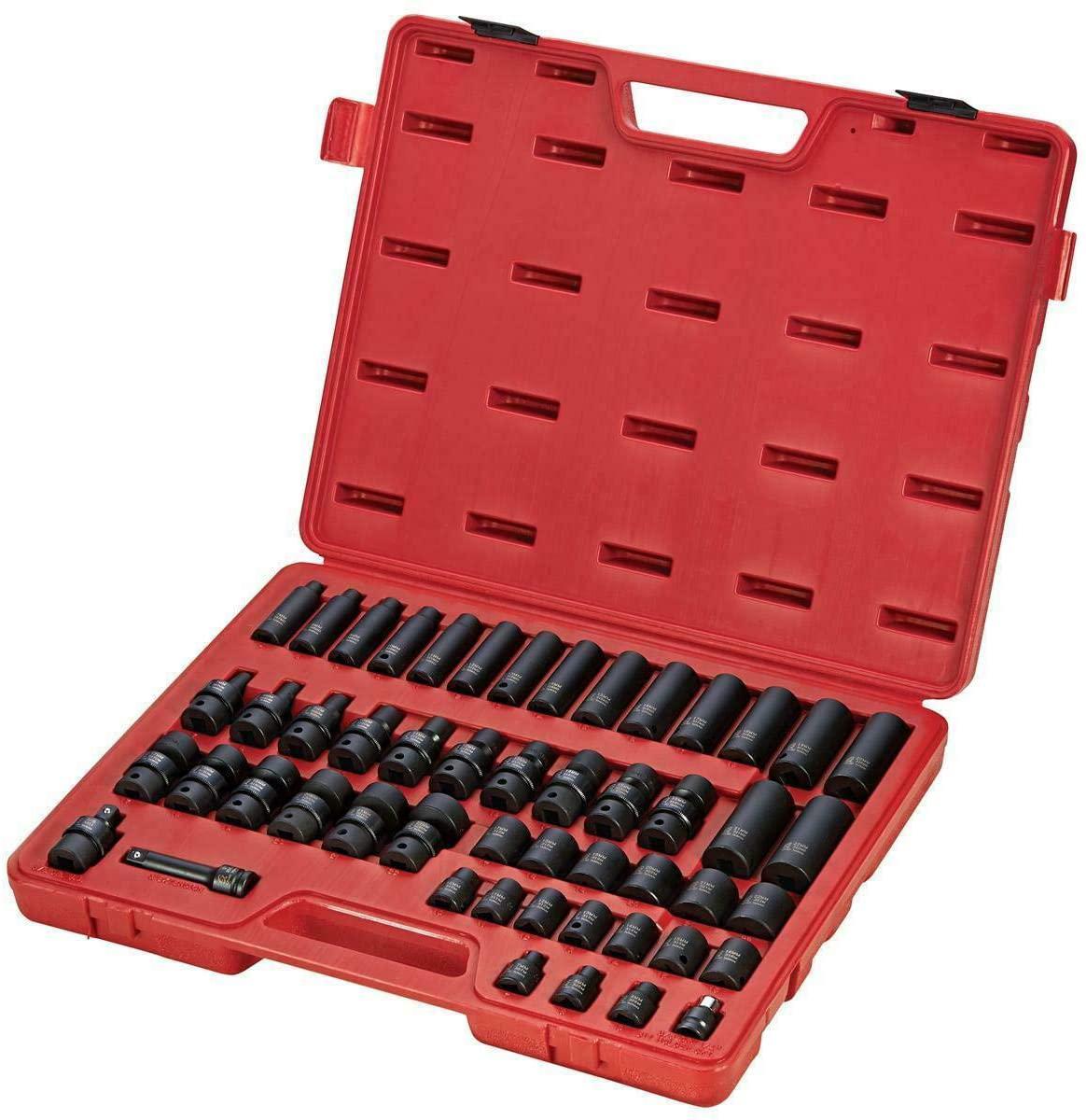3351 3/8" Drive 51 Piece Metric Imp Socket Set Tool box Tool kit Wrench set Mechanic tool set for mechanics Home improvement Hand Tool boxes Tool sets for men Tool box