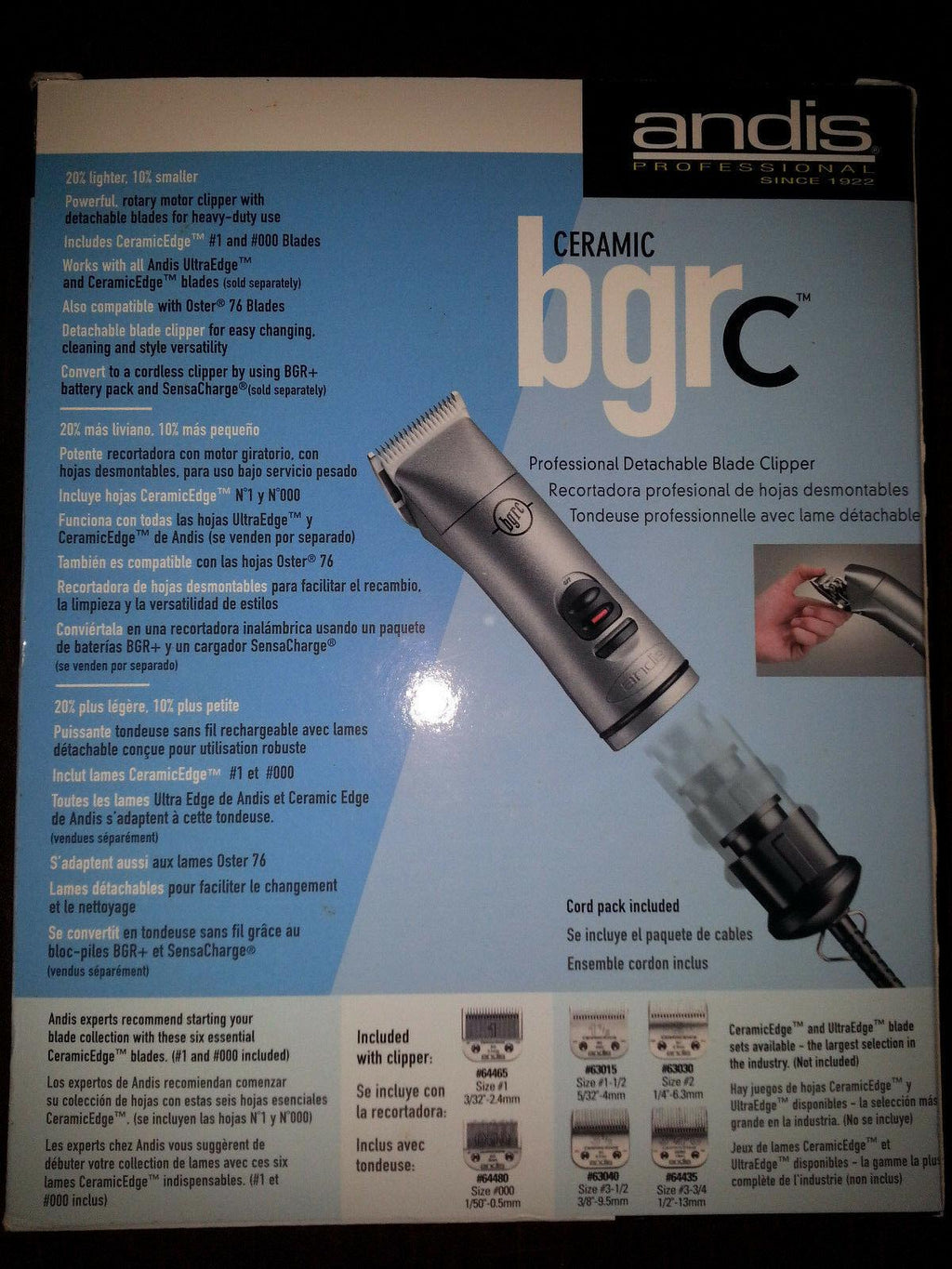 Andis Ceramic BGRC Clipper Professional Detachable Blade Hair Clipper #63965