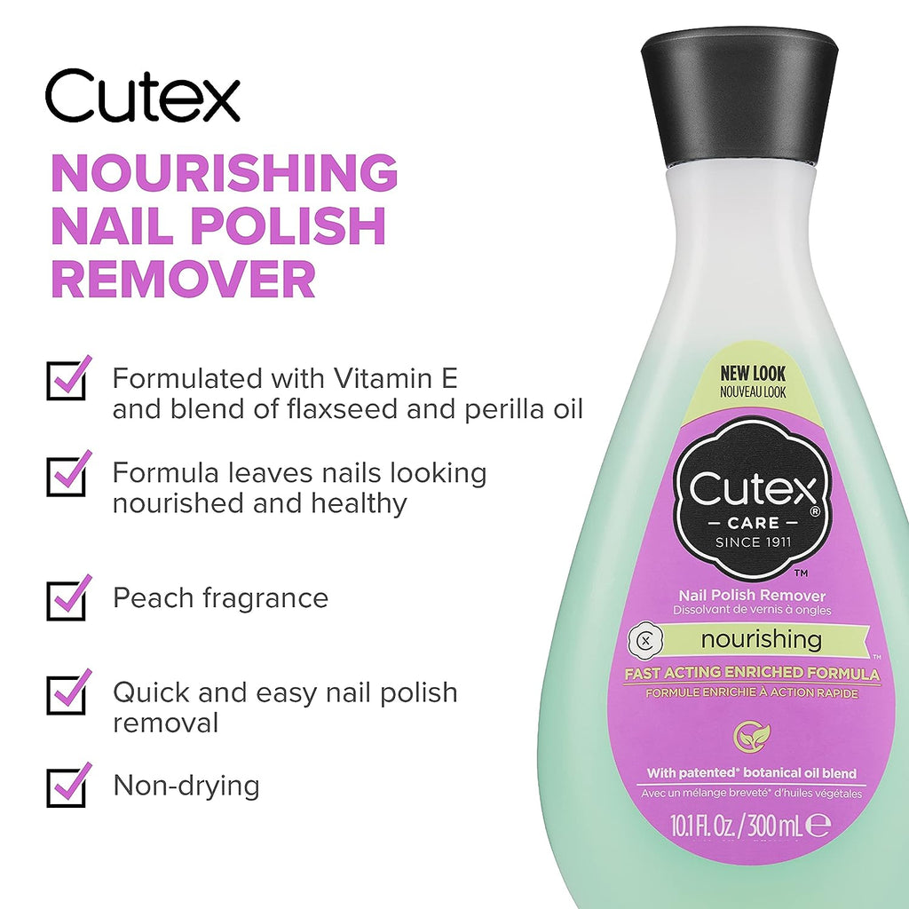 Gel Nail Polish Remover by Cutex, Ultra-Powerful &amp; Removes Glitter and Dark Colored Paints, Paraben Free, 6.76 Fl Oz