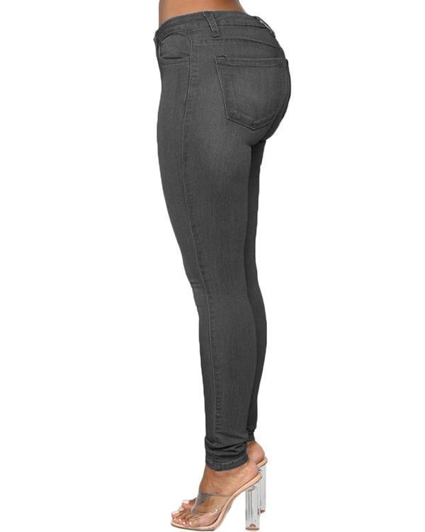 fashion casual solid basic high waist skinny jeans