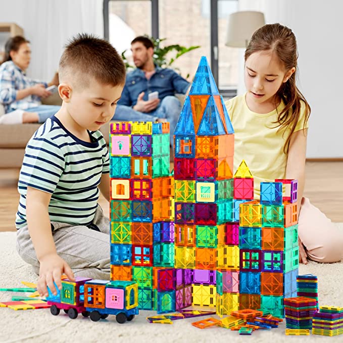 Creative Magnetic Building Blocks Set - 100 Pieces, Preschool STEM Educational Toy, Construction and Stacking Toy for Toddlers