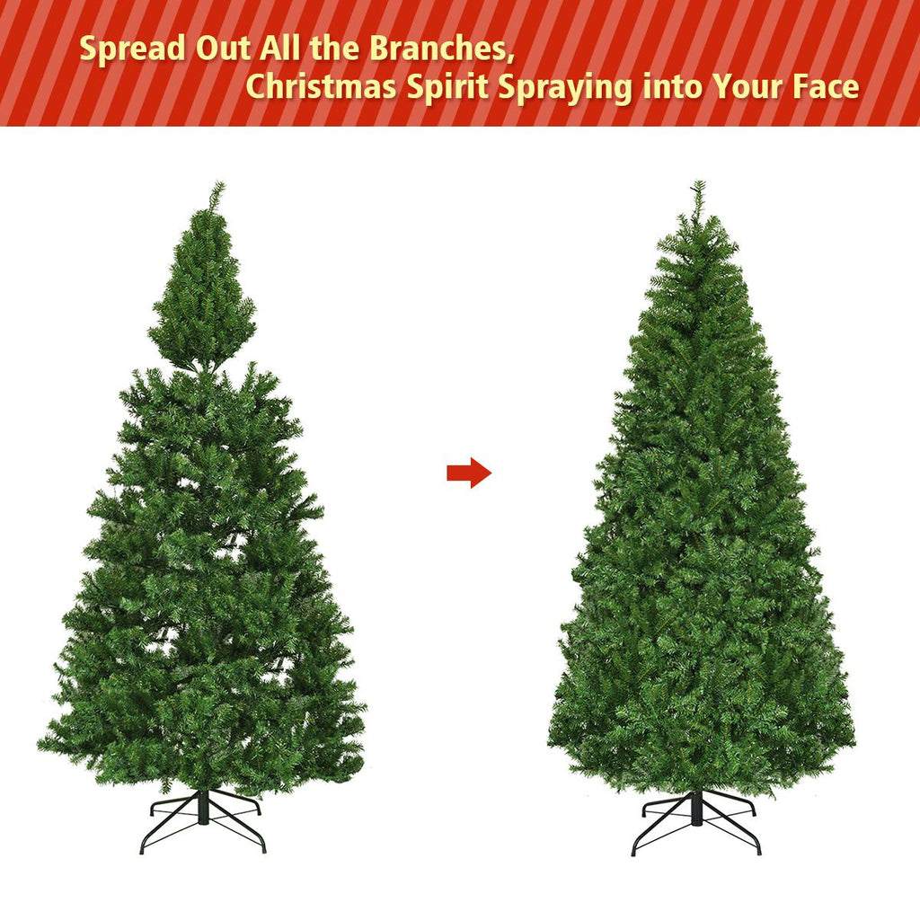 Costway 7Ft Pre-Lit Artificial Christmas Tree Hinged 500 LED Lights