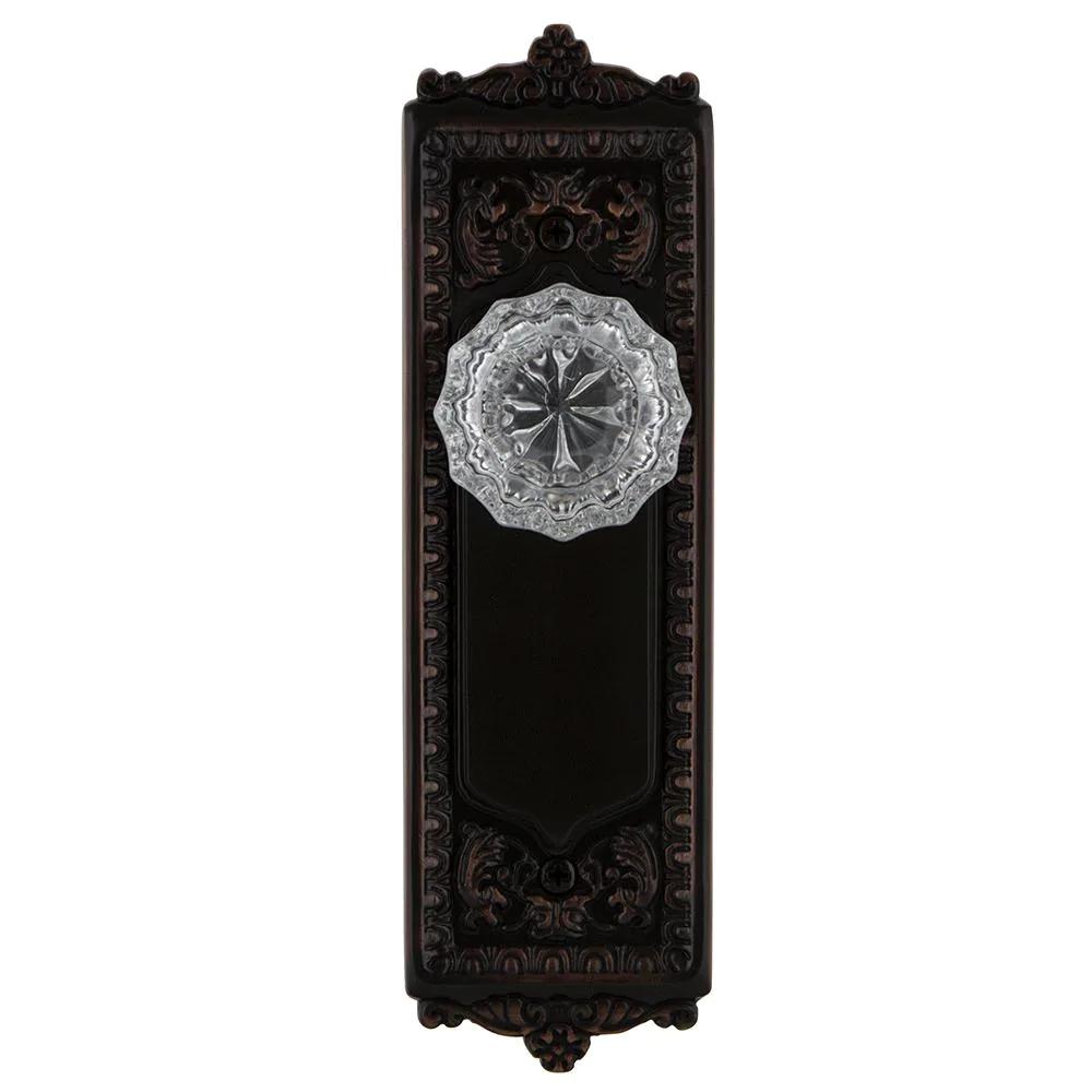 Egg and Dart Plate 2-3/8 in. Backset Timeless Bronze Privacy Bed/Bath Crystal Glass Door Knob