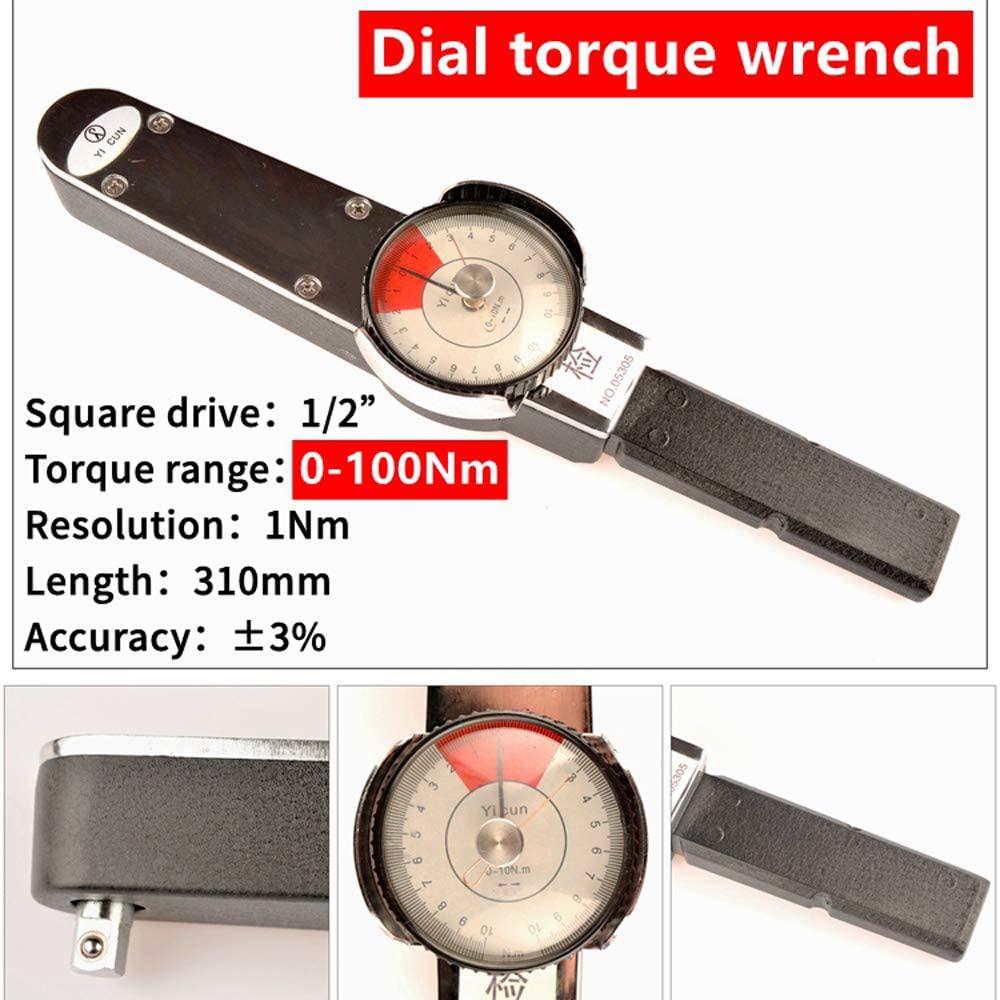 QWERTOUR 1/2 0-100Nm Dial Torque Spanner High Precision Pointer Hand Tools Torque Wrench