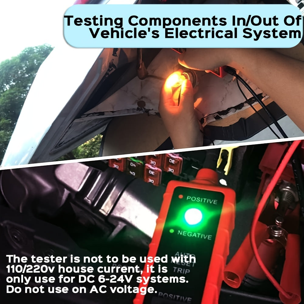 Power Circuit Probe Tester 6-24V DC Test Light Short Circuit Automotive Component Electrical Polarity Identify Continuity Tester Overload Protection