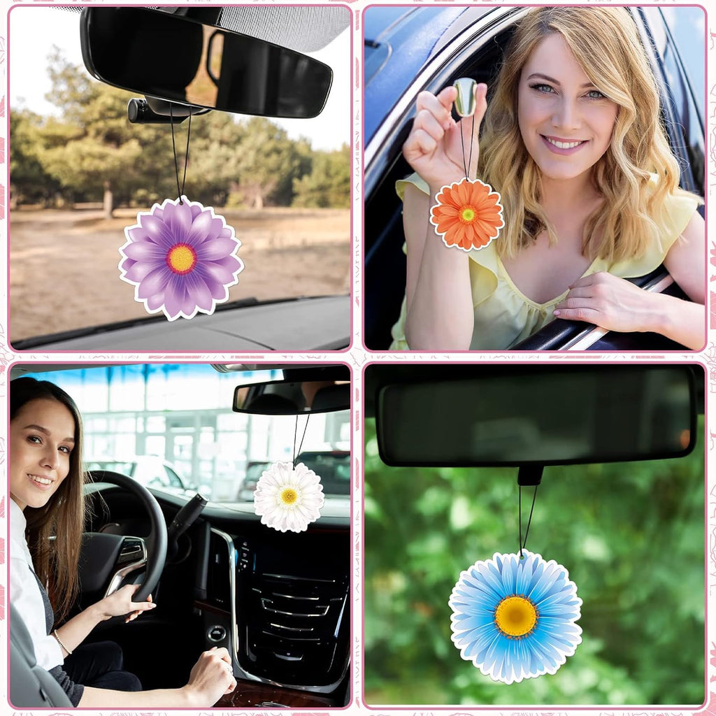 12 Pack Car Air Fresheners Butterfly Summer Flower Hanging for Women Girls Cute Air Freshener for Cars Mirror (Summer Flower)