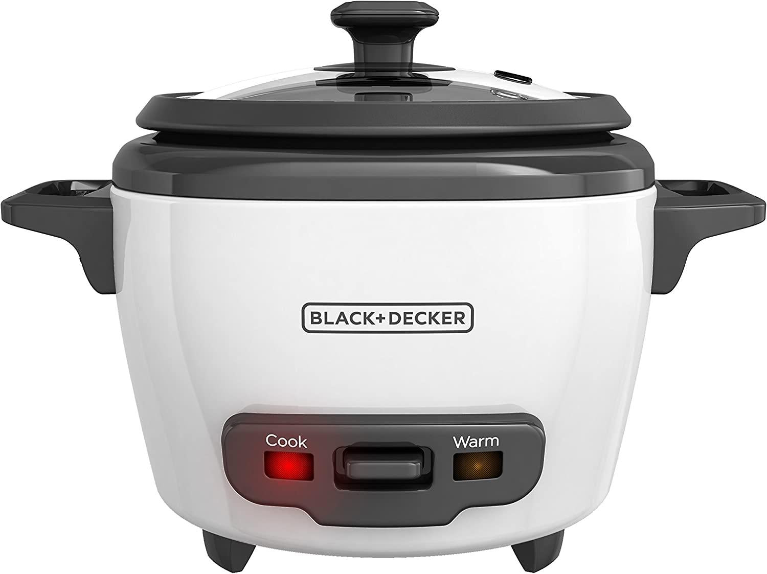 BLACK+DECKER Uncooked Rice Cooker, 3-cup, White