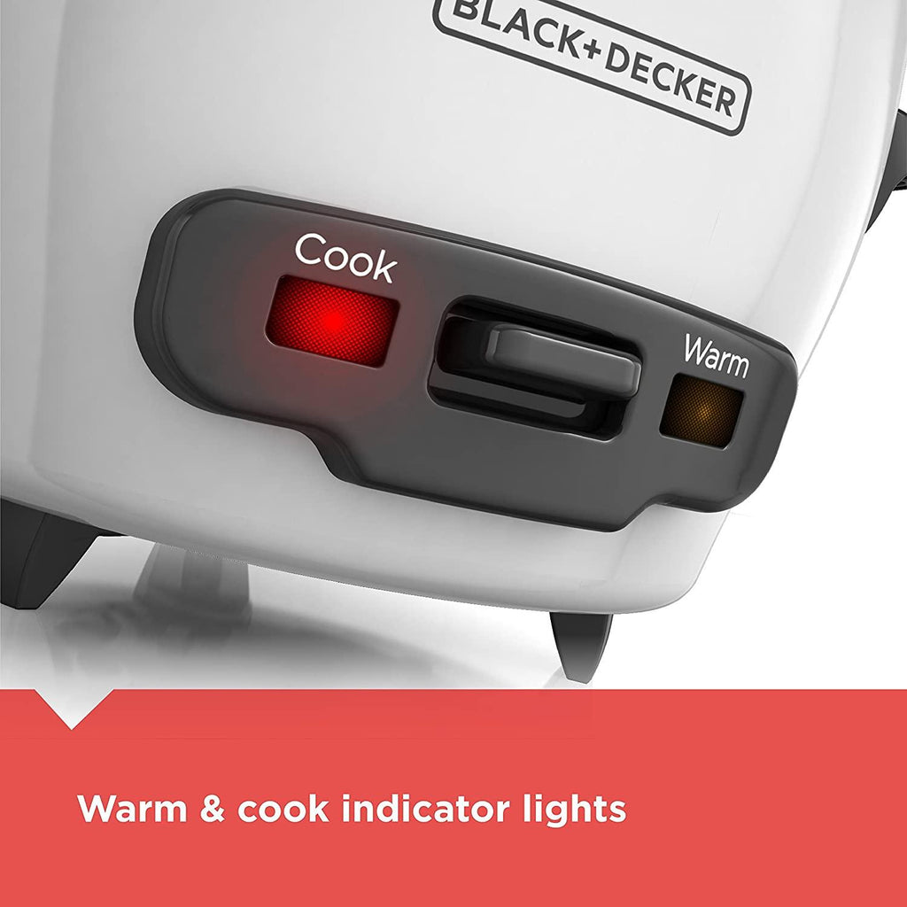 BLACK+DECKER Uncooked Rice Cooker, 3-cup, White