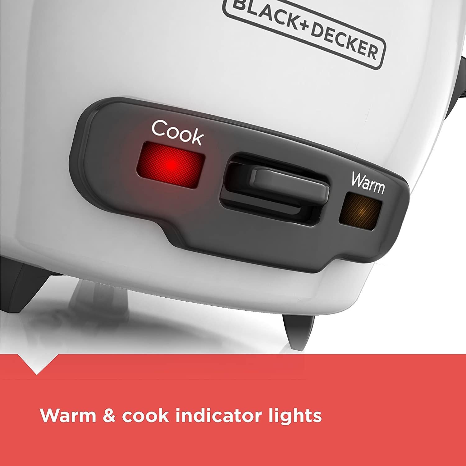 BLACK+DECKER Uncooked Rice Cooker, 3-cup, White
