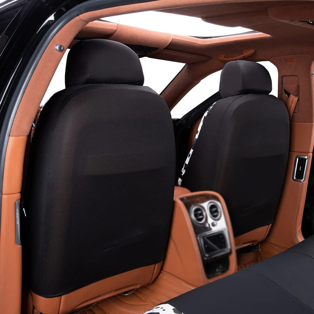 Flying Banner car seat Covers Protects Water Proof Faux Leather Carbon Fiber Fronts Cow Black
