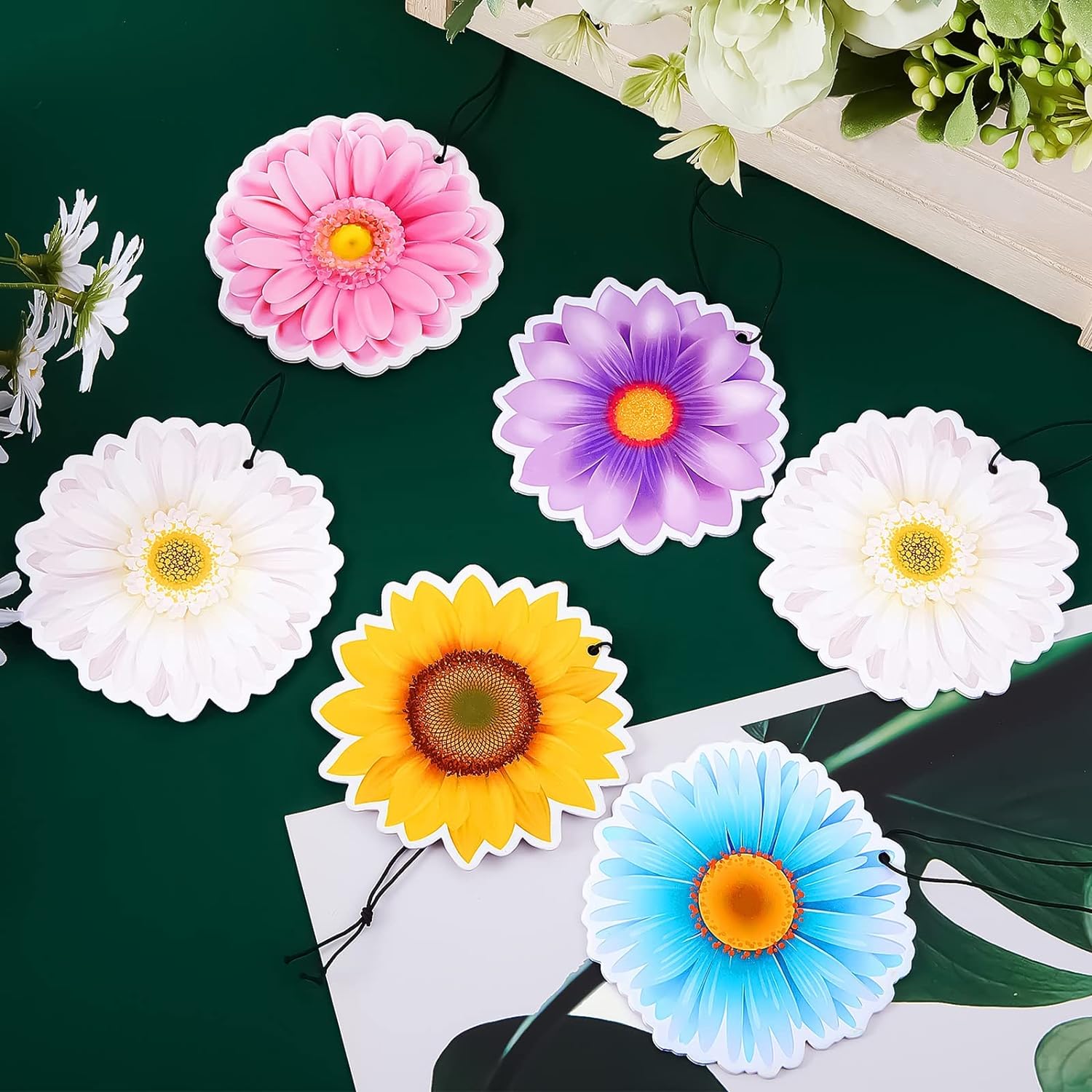 12 Pack Car Air Fresheners Butterfly Summer Flower Hanging for Women Girls Cute Air Freshener for Cars Mirror (Summer Flower)