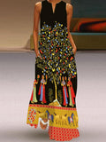 V-neck Summer Fashion Sleeveless Printed Dress