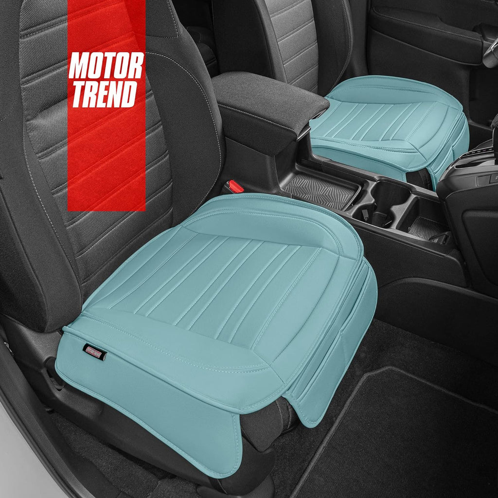 Motor Trend Seat Covers for Cars Trucks SUV, Faux Leather 2-Pack Mint Padded Car Seat Covers with Storage Pockets, Premium Interior Car Seat Cover